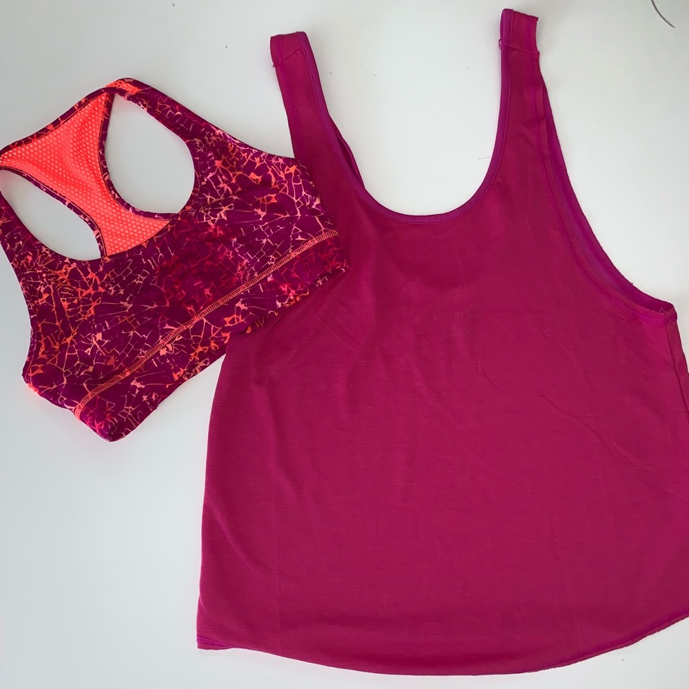 Hot pink top with matching sports bra!